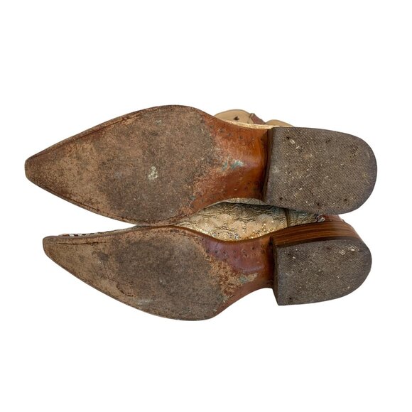 Handmade Mexico Cowboy Boots Embroider Glitter Toe Croc Women 6.5 8940 Bling - Picture 4 of 7